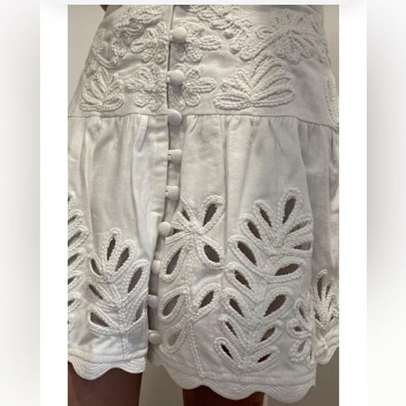 Anthropologie Ivory Drop-Waist Embroidered Eyelet Skirt - Picture 10 of 11